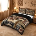 thumbnail image 2 of meiyoeat Retro Aztec Geometric Print Duvet Cover King For Boys,Jungle Animal Deer King Bedding For Kids,Black Reversible,3 Pieces(No Comforter), 2 of 6