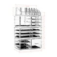thumbnail image 3 of Unique Home Acrylic Makeup Cosmetic Organizer 4 Piece Large Set to Conceal Lipstick, Eye-Shadow, Brushes with 3 Storage Drawers, Clear, 4 Piece Set, 3 of 5