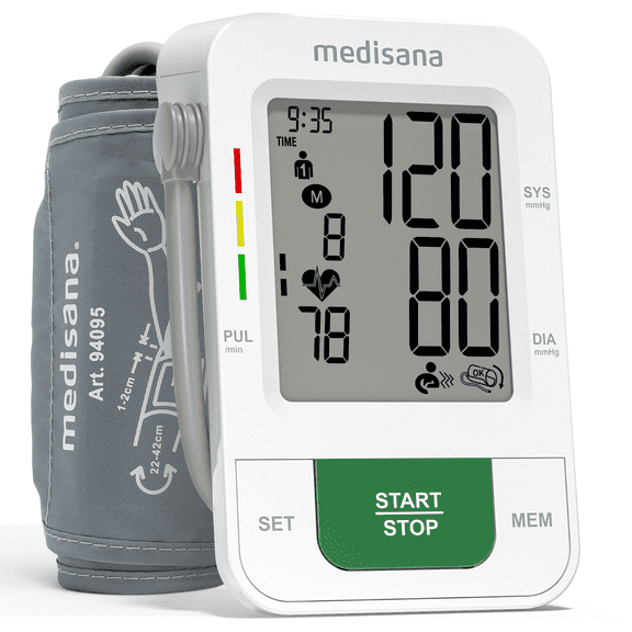 Medisana Blood Pressure Monitor with 2x199 Sets Memory, Automatic Upper Arm Blood Pressure Monitors for Home Use, LCD Digital Display, Adjustable Large Cuff