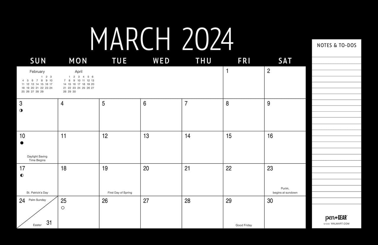2024-12 Month Deskpad- Black Border -11x17 Tear off sheet calendar-