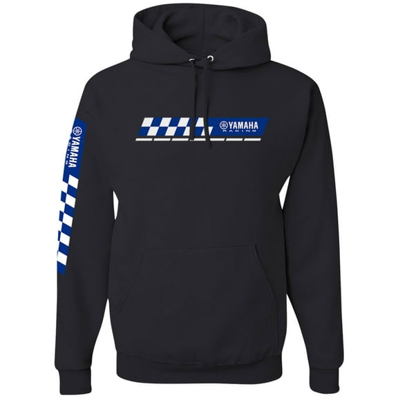 Licensed Yamaha Racing Check Mens Pullover Hoody Black LG