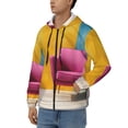 thumbnail image 3 of Kdxio Bright Pink Chair Print Men Hoodies Casual Hoodies for Men with Zip Pockets Full Zip Long Sleeve Sweatshirt Sports Hooded Jacket-Large, 3 of 5