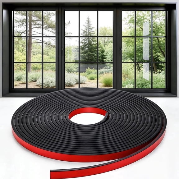 ouhos Window Grid Kit, 0.6 In x 36 Ft Window Grille Inserts Grid Kit, TPE Self-Adhesive Peel and Stick Trim Molding, Flexible Windows Mullions for Windows Door Frames Home Decoration(Black)