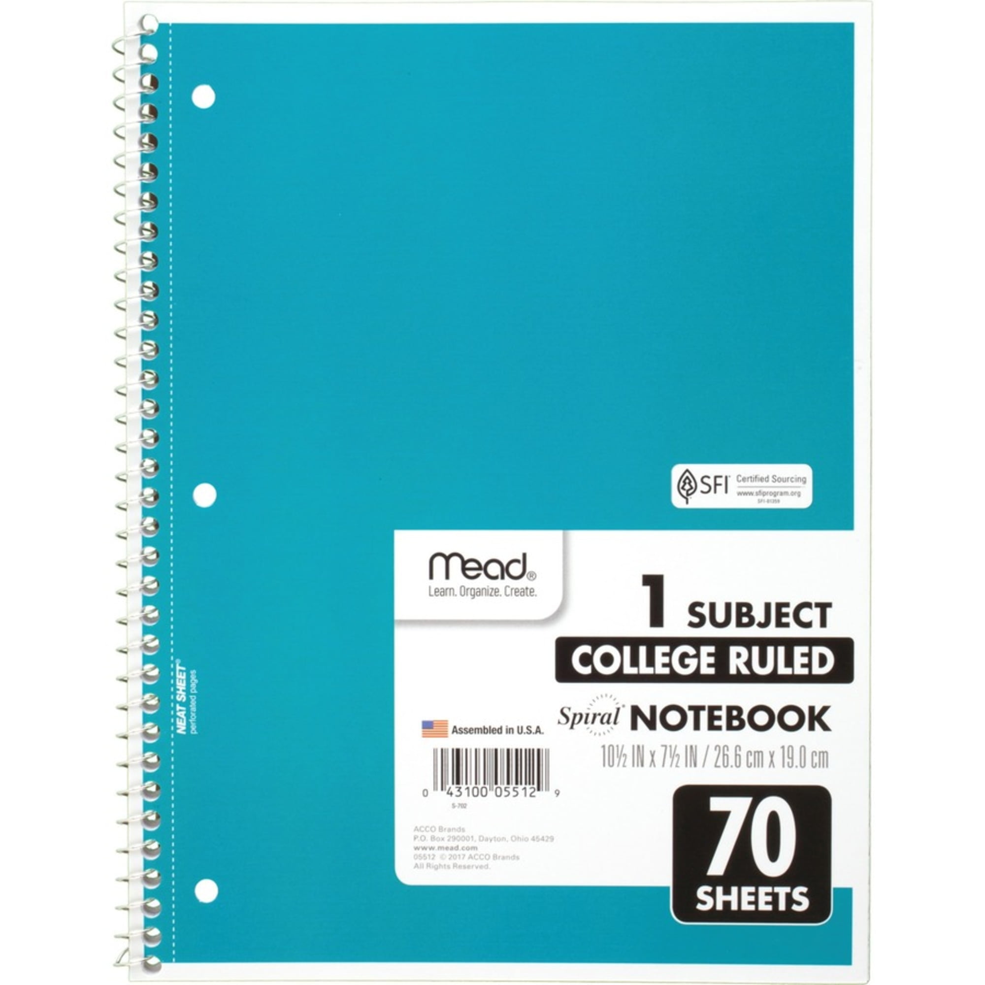 Mead, MEA05512BD, One-subject Spiral Notebook, 12 / Bundle
