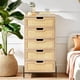 thumbnail image 3 of Natural rattan 5 - cajón cómoda: de madera chest con solid metal legs, estilo rural - style almacenamiento gabinete para dormitorio, sala de estar & entrada (oak), 3 of 7