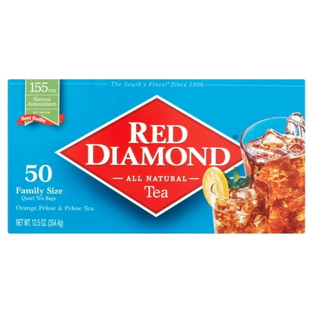 (6 Boxes) Red Diamond Orange Pekoe & Pekoe Tea Quart Tea Bags Family Size, 50 count, 12.5 (The Best White Tea)