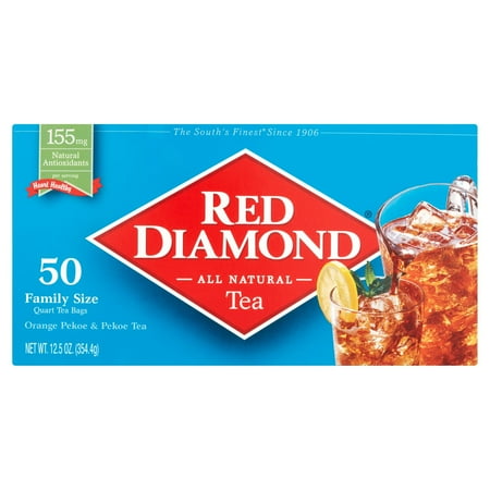 (6 Boxes) Red Diamond Orange Pekoe & Pekoe Tea Quart Tea Bags Family Size, 50 count, 12.5 (Best Orange Pekoe Tea)