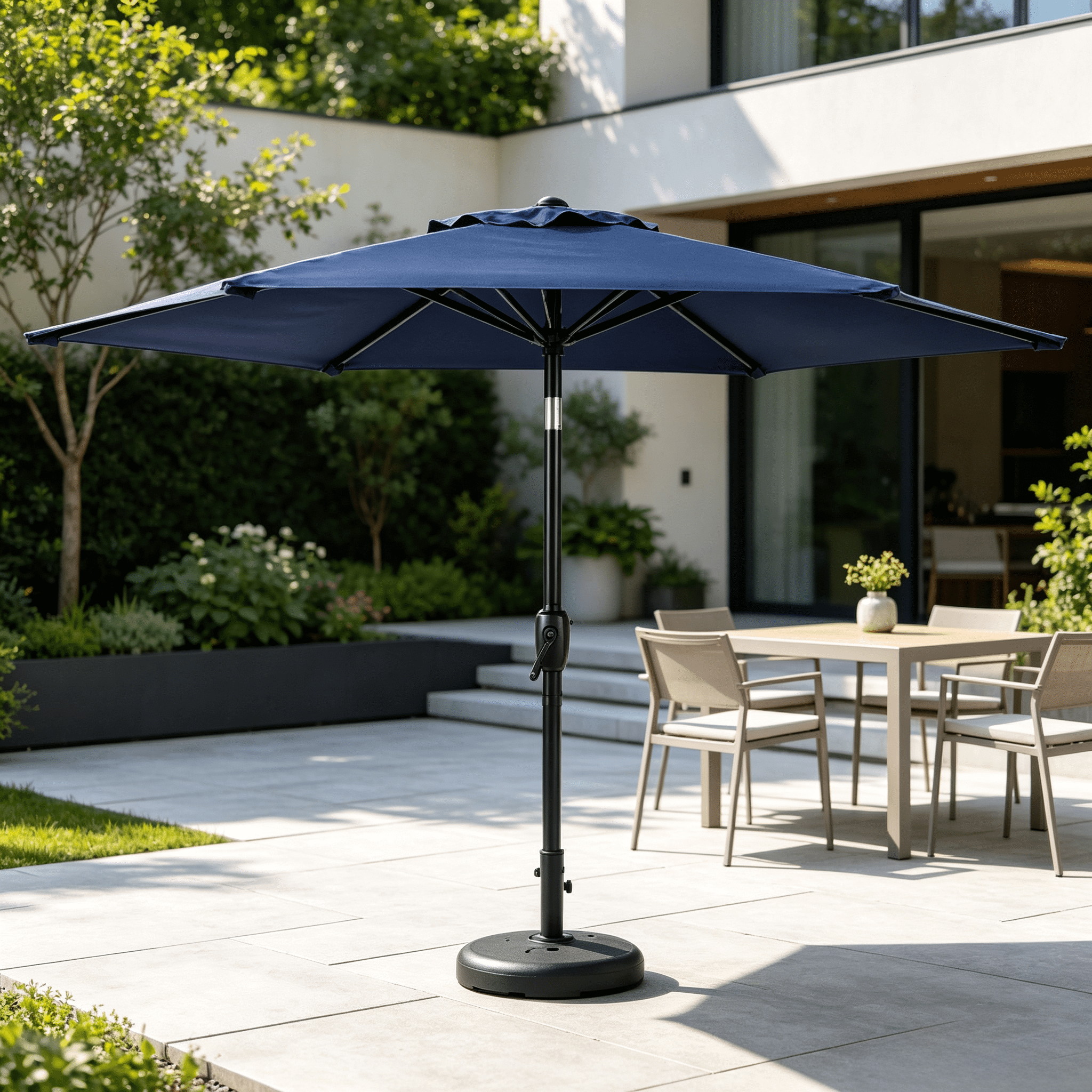 7.5 FT Patio Umbrella, Outdoor Market Yard Umbrella, Sun Shade Umbrella with Push Button Tilt and Crank Mechanism for Garden, Deck, Pool and Backyard, Not Include Umbrella Base, Blue