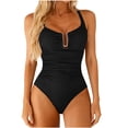 thumbnail image 4 of Tankini para mujer, traje de baño de dos piezas con tirantes, espalda descubierta, color liso, con bloques de color y hombros descubiertos, tankini para mujer, traje de baño de dos piezas, trajes de b, 4 of 8