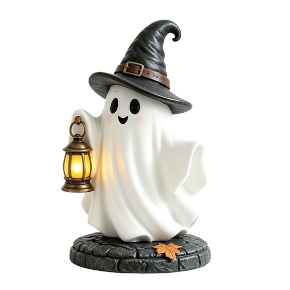 GHIIYER Halloween Ghost Figurine Pumpkin Ghost Statue Decoration Holding for Tabletop Home Decor