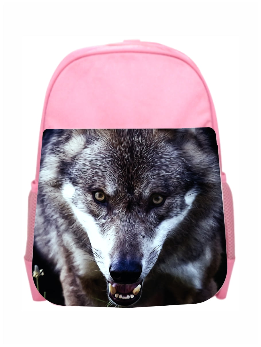 Childrens Backpacks Animal Wolf Up Close Girls Kids PreSchool Backpack