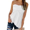 thumbnail image 1 of Womens Strapless BandeBoob Tube Tops Ladies Chiffon Blouse T-Shirt, 1 of 5