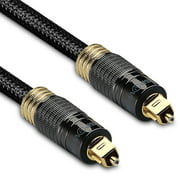 FosPower 50 Feet CL3 24K Gold Plated Toslink Digital Optical Audio Cable S/PDIF Metal Connectors & Braided Nylon Jacket