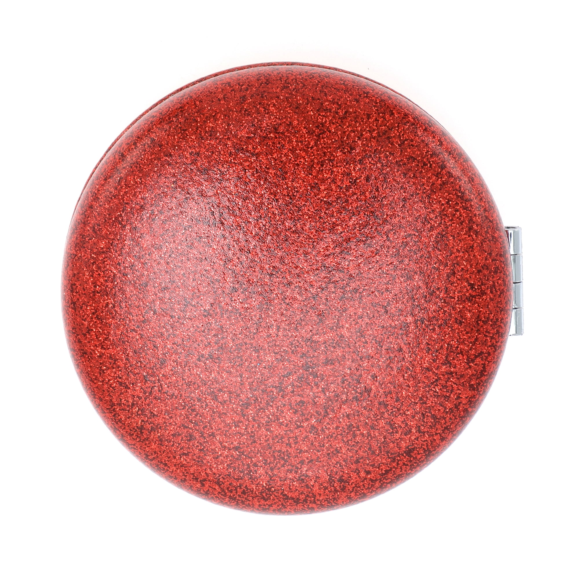 Unique Bargains 1 Pc Women Portable Round Makeup Mirror for Travel Vacation Red