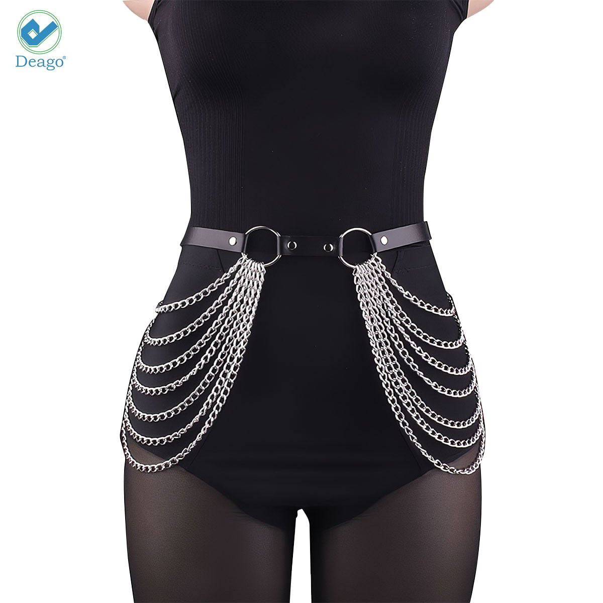 Deago Punk Black Waist Chain Belt Leather Layered Belly Body Chains Rave  Body Jewelry Accessories for Women and Girls
