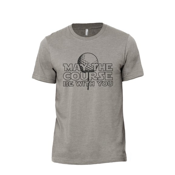 May The Course Be With You Men's Modern Fit Fun Casual T-Shirt Printed Graphic Tee Military Grey Small