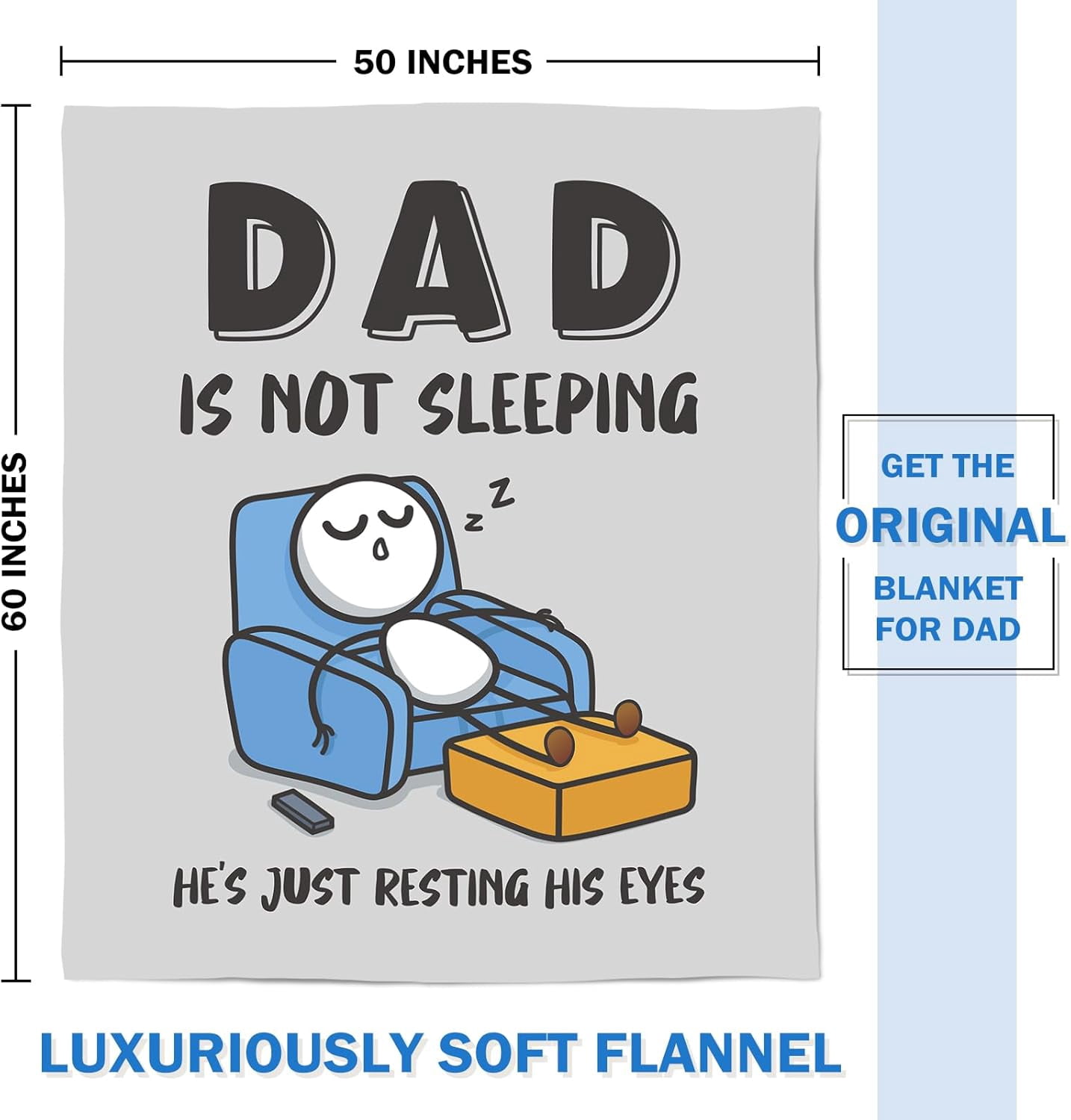 Funny Fathers Day Dad Gifts from Daughter Son Wife, Dads Birthday Gifts, Dad is Not Sleeping Blanket, Super Soft Throws Blanket for Napping