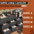 thumbnail image 5 of Dresser TV Stand for Bedroom with Charging Station and Open Shelves, Fabric Dresser with 8 Drawers and Wood Top, Wide Storage Chest of Drawers for Living Room, Hallway, 5 of 8