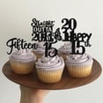 thumbnail image 2 of 30PCS Black 15th Birthday Cupcake Toppers Glitter Fifteen Happy 15 Straight Outta 2011 Cupcake Picks for Cheers to 15 Years 15th Birthday Wedding Anniversary Party Decorations Supplies, 2 of 7