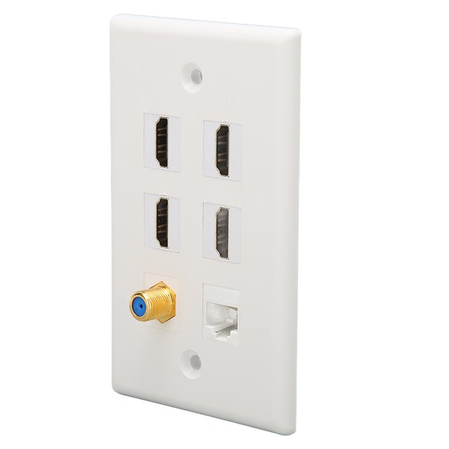 Ethernet Wall Plate, 6 Ports HD Multimedia Interface CAT6 TV F Head Ethernet Wall Plate For Wall Mounted HDTVs, Streaming Video Players, Projectors, Computers
