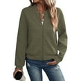thumbnail image 3 of Womens Jacket Coat Casual Stand Collar Zip Up Fall Fashion Jackets Outfits with Pockets Army Green 5XL, 3 of 9
