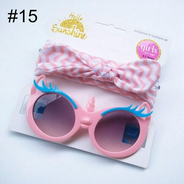 Ensemble de Bandeau et Lunettes de Soleil pour Enfants 2 Pcs/lot 20 Couleurs