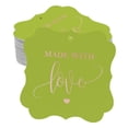 thumbnail image 1 of Inkdotpot Pack Of 100 Real Rose Gold Foil Bracket Shape Paper Tags Made With Love Wedding Favor Hang Tags, 1 of 7
