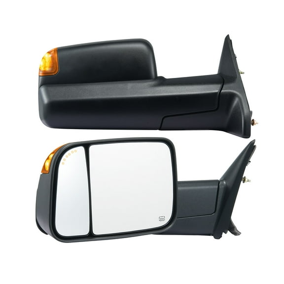 VEVOR Towing Mirrors, for 2009-2018 Dodge Ram 1500, 2010-2018 Ram 2500 3500, 2019-2023 Ram 1500 Classic Model,Power Heated with Signal Light & Puddle Light,Manual Controlling Flipping Folding,Black