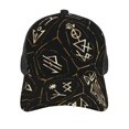 thumbnail image 3 of Mesh Baseball Caps Trucker Sun Hat Adjustable Fashion Snapback, Gold Black Ancient Runes, 3 of 7