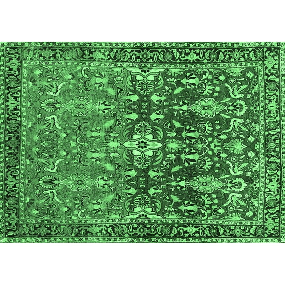Ahgly Company Indoor Rectangle Persian Emerald Green Traditional Area Rugs, 2' x 5'