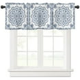 thumbnail image 2 of Mandala Pattern Retro Blue Small Curtain Rod Pocket Short Curtains Half Drapes Partition Cabinet Door Window Curtains Home Decor, 2 of 6