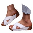 thumbnail image 3 of HNMKIU Women's Sandals Strap Solid Thick Soled On Style for Everyday Wear Retro Beach Slide Indoor Outdoor Footwear with Comfortable Cushioning Beach Shoes White,8.5, 3 of 9