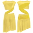 thumbnail image 1 of Nyeemya Robe Fluide Découpée pour Filles Robe Justaucorps de Danse à Blocs de Couleur Jupe Ourlet Irrégulier Jaune 8, 1 of 4