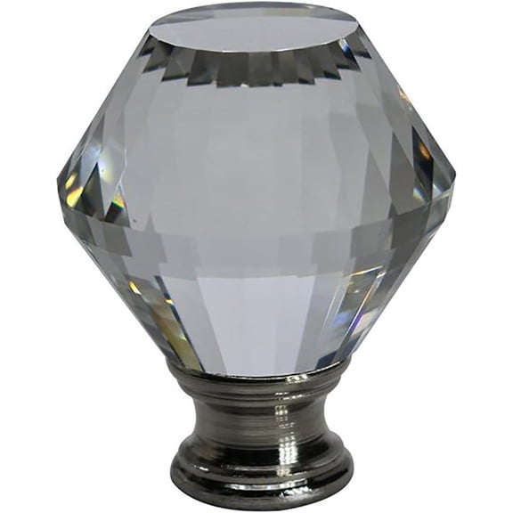 Urbanest Crystal Catherine Lamp Finial – 1-7/8 Inch Tall, Brushed Steel Base– Decorative Lamp Shade Finial for Table & Floor Lamps- 1 Piece