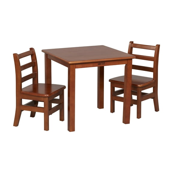 24in x 24in Hardwood Table and Chair Set, 12in Seat Height