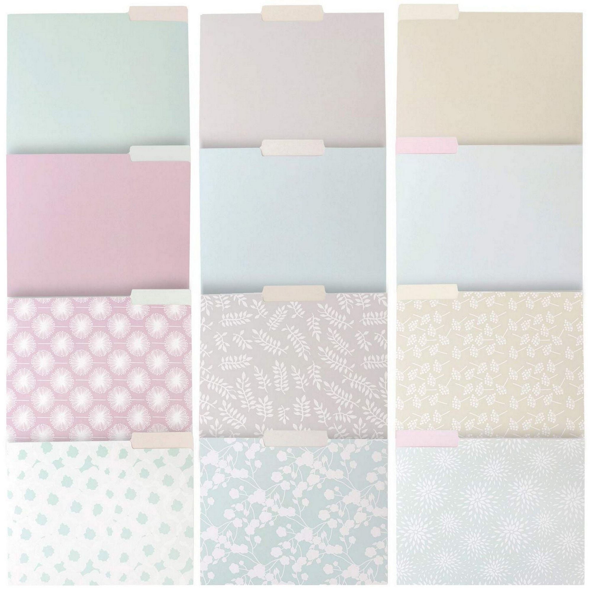 12 Pack Decorative Colored File Folders for Office, 1/3 Cut Tabs Letter Size Filing Organizers