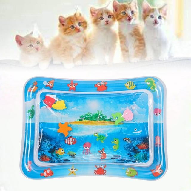 SIfdSeng Sensory Water Play Mat for Cats Thickened Sensor Water Playmat Water Sensory Playmat with Fish for Pet Play Water Sensor Play Mat Keeping Cats Entertained Pet Mat for Dog Enrichment Toys