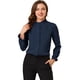 thumbnail image 1 of INSPIRE CHIC Blusa De Chifón Con Cuello Levantado Y Volantes De Manga Larga Con Cierre De Botones Para Oficina Y Trabajo Para Mujer Azul marino S, 1 of 6