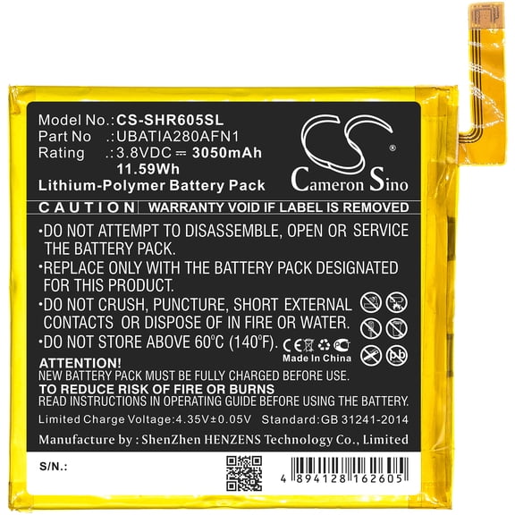 3050mAh UBATIA280AFN1 Battery for Sharp Aquos R SHV39 SH03J 605SH