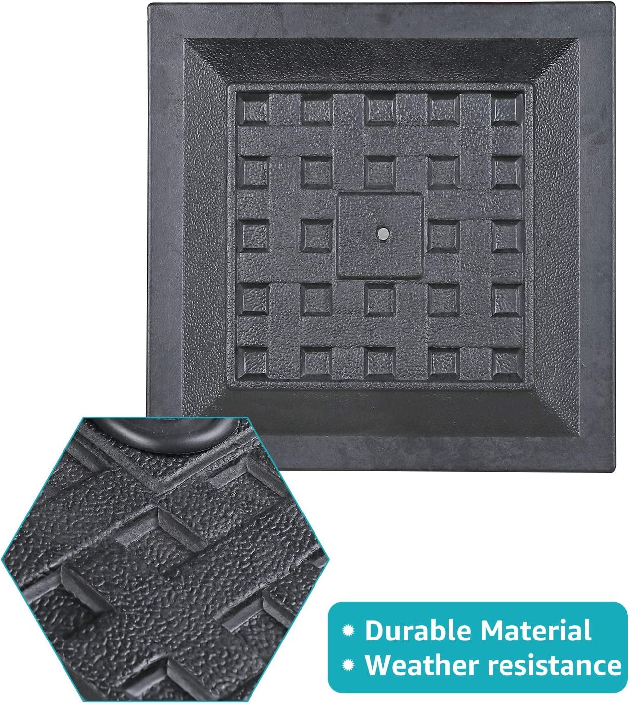 ZJTER 26.5lb Heavy Duty Umbrella Base, 17.3’’ Square Patio Market Umbrella Stand Weight, Black