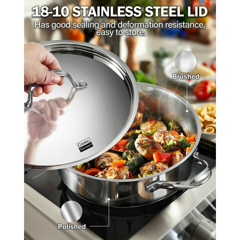 Cooks Standard 4-Quart Stainless Steel Sauté Pan with Lid,