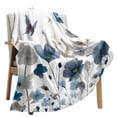 thumbnail image 6 of Fleece Blanket Spring Blue Flowers Butterflies Blankets, Soft Cozy Warm Flannel Throw Blanket, Watercolor Floral Art Blanket for Bed Couch Sofa,40x50In, 6 of 9