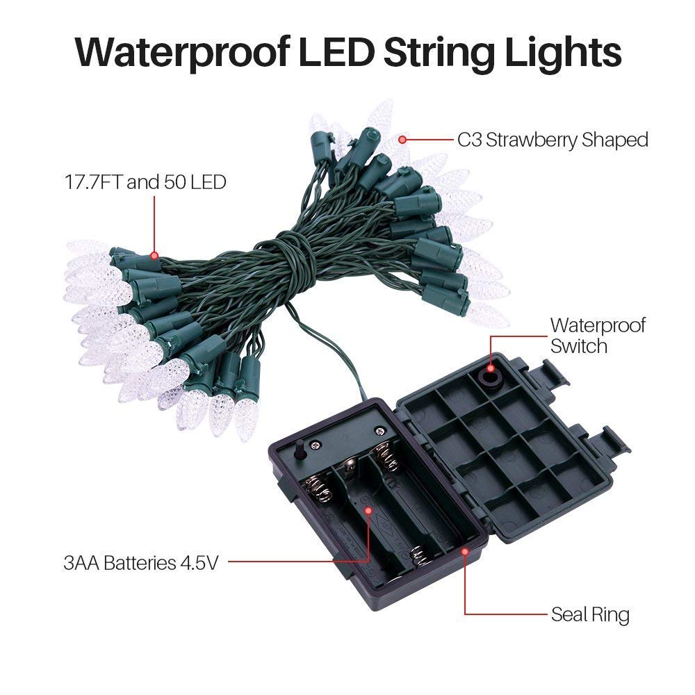 Loende Battery-Operated Christmas String Lights, 18ft 50-Count photo 5