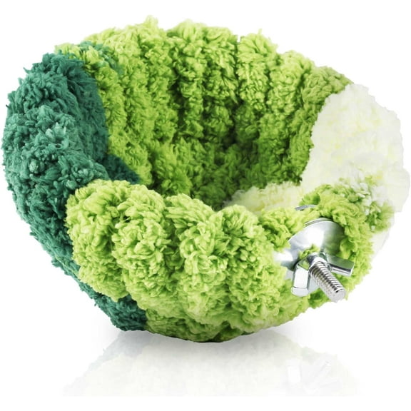 Bird Nest for Cage, Green Coral Fleece Bird Bed Warm Soft Cozy Bird Bed for Cage Accessories for Parakeet Canary Budgie Small Pets