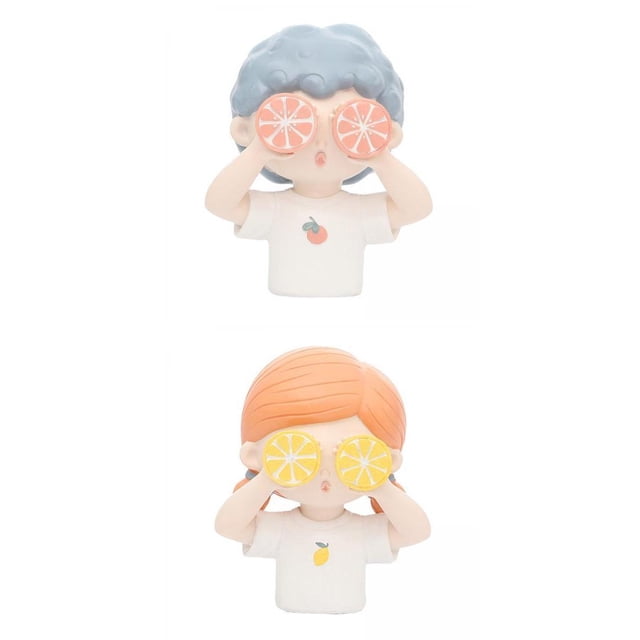 Paquete de 2 Figuras de Escultura de Resina para Niño Y Niña, Adornos Navideños para El Hogar Y La Habitación de Los Macarena Chica Chico Escultura