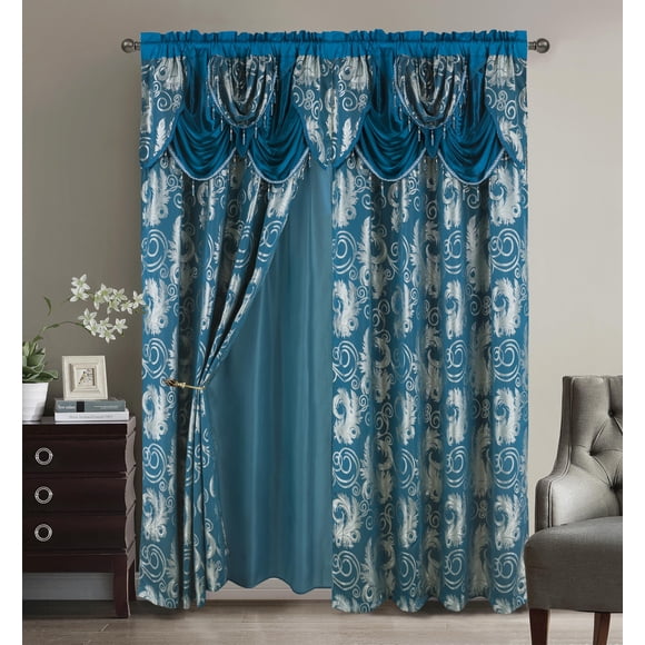 Cortinas GLORY RUGS Jacquard de Lujo 140x213 cm Turquesa