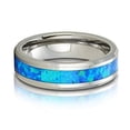 thumbnail image 2 of Tungsten Wedding Ring,Blue Opal Tungsten Ring,6mm Wedding Ring,Opal Wedding Ring,Blue Opal Tungsten Ring,Fire Opal, 2 of 3