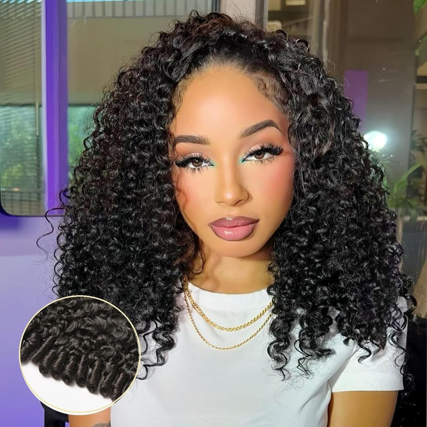 Tahikie Burmese Curly Human Crochet Hair Extensions for 