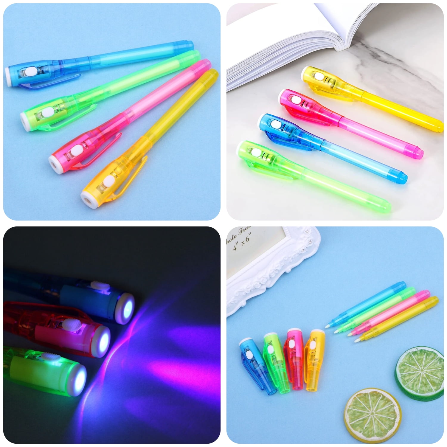  DazSpirit 20PCS Invisible Ink Pens with UV Light Party Bag  Fillers for Boys and Girls, Magic Pen Disappearing Ink Pen for Kids, UV Pen  for Writing Secret Message, Christmas Birthday Gifts 