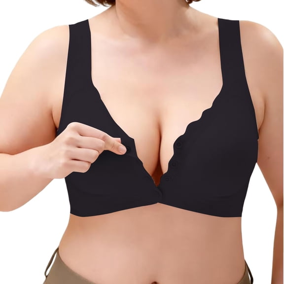 Gkeoshab Bras for Women Women Soft Thin Wireless Bra Women's Plus Size Comfort Bralette Lightweight & Breathable Black M